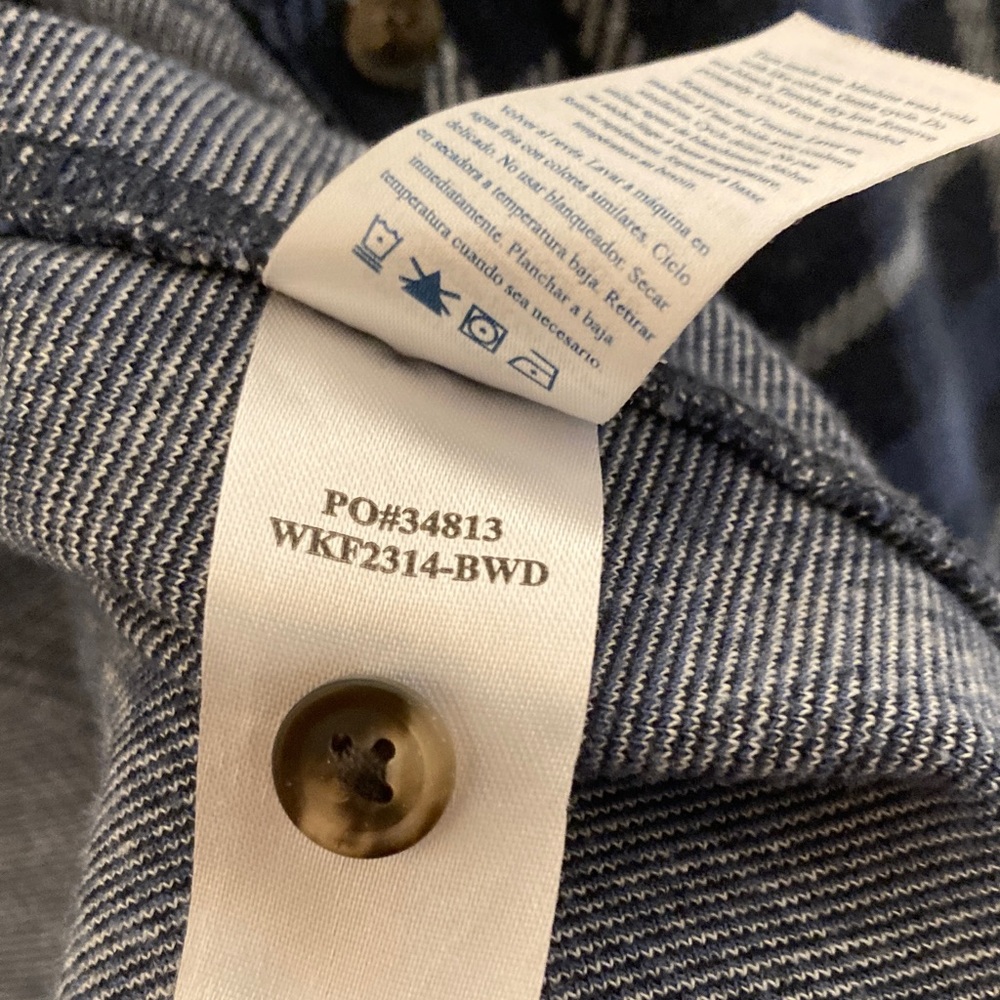 FAHERTY The Legend Sweater Shirt Large Navy Blue Winds Plaid Button Down - Picture 6 of 9